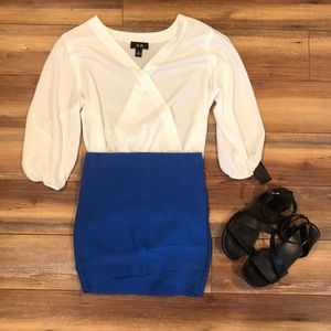 ✨5/$25✨ Blue Wrap Pencil Skirt Medium